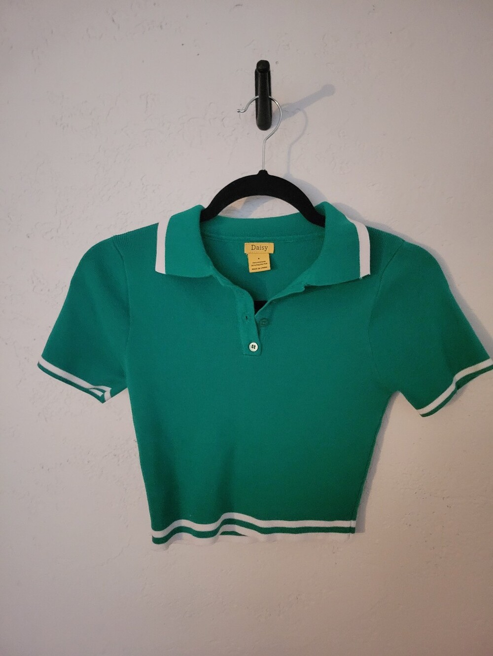 Daisy Green Polo Top with White Trim